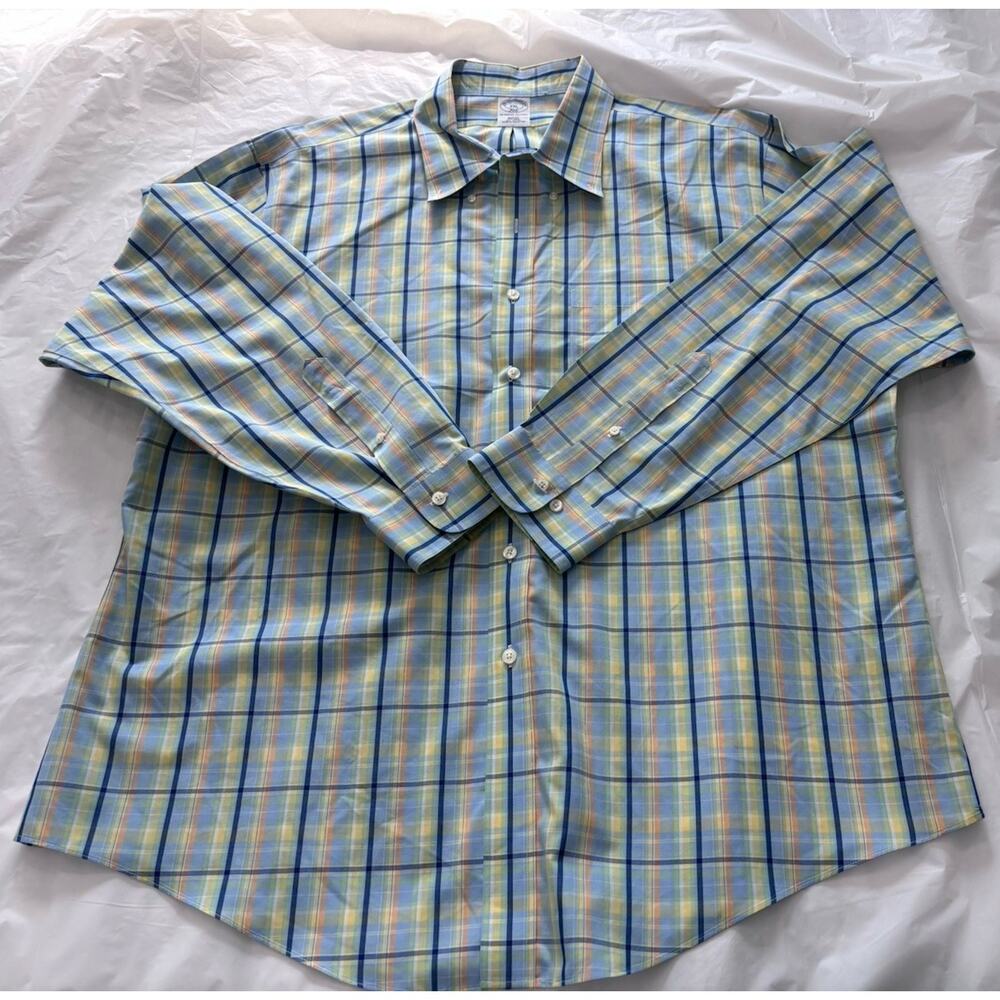 Brooks Brothers Slim Fit Non-Iron Cotton Button Down Casual Dress Shirt Mens 2XL